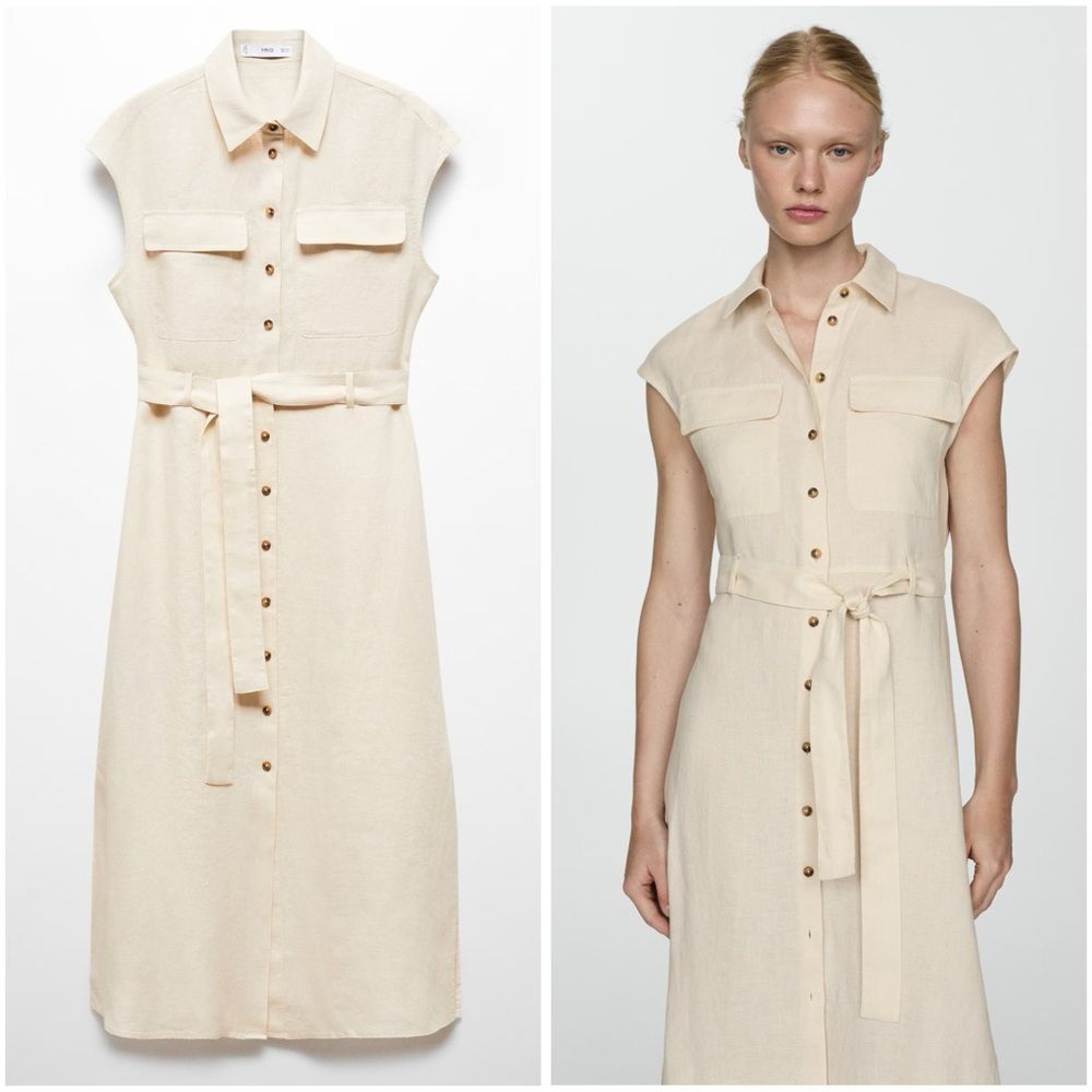 Mango 100% Linen Dress
